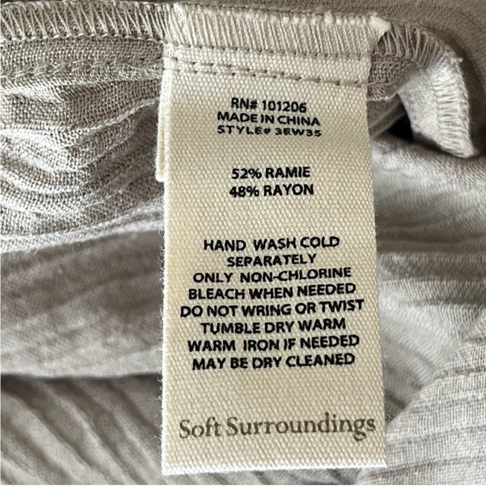 SOFT SURROUNDINGS NWT OCEO GAUZE WIDE LEG PANTS IN PEBBLE TAUPE PETITE XL - Picture 13 of 14